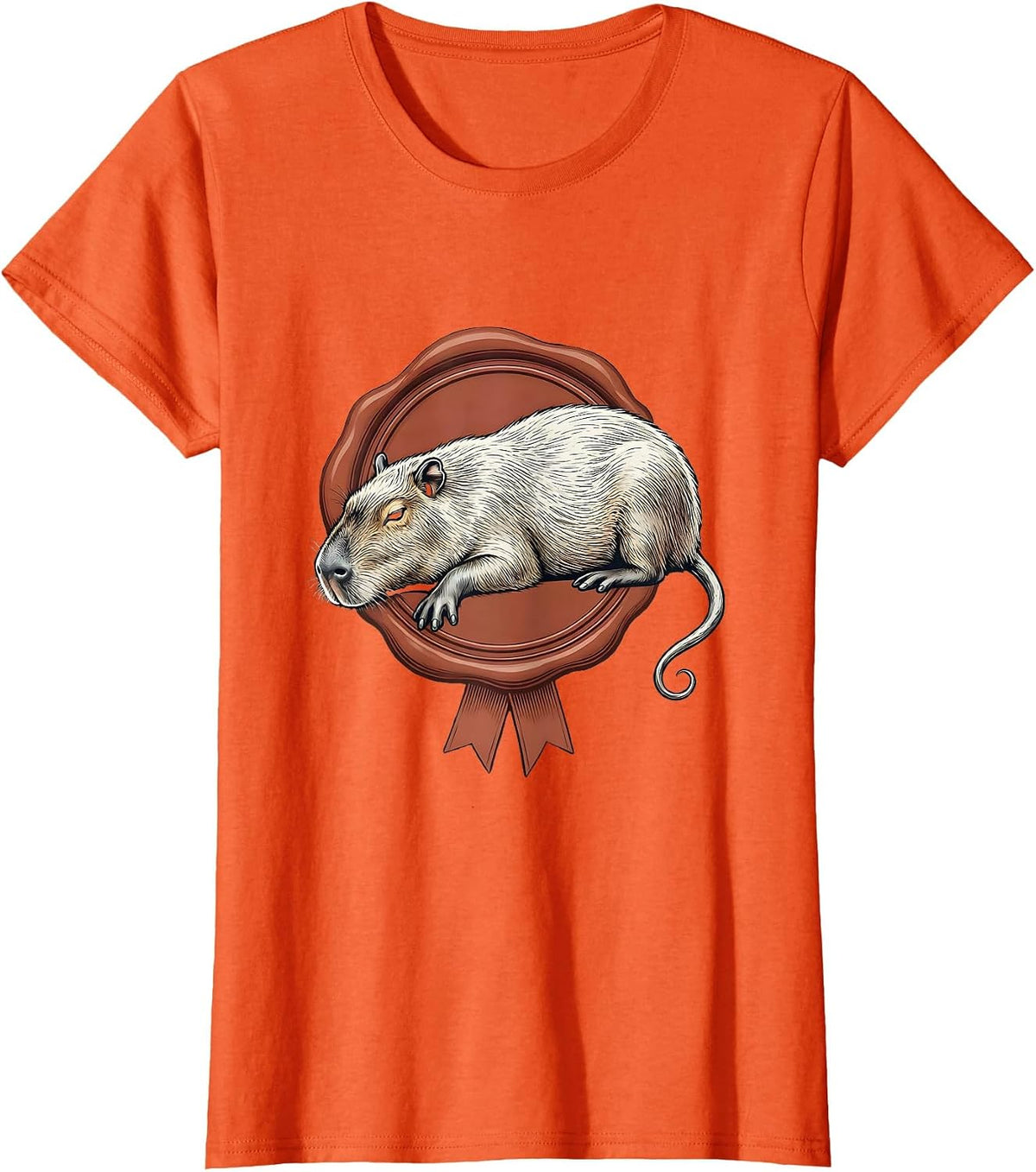 Capybara Wax Seal Funny Gamer Humor T-Shirt - Orange