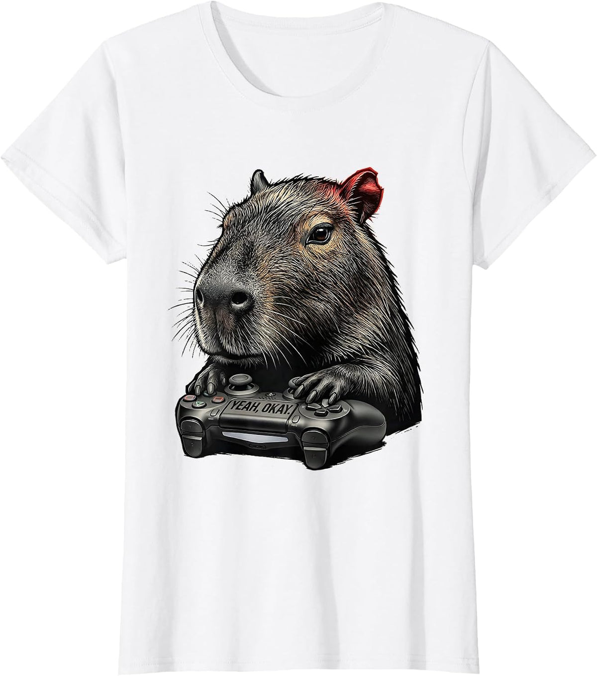 Women's Yeah, Okay Funny Capybara Gamer Meme Humor T-Shirt - White