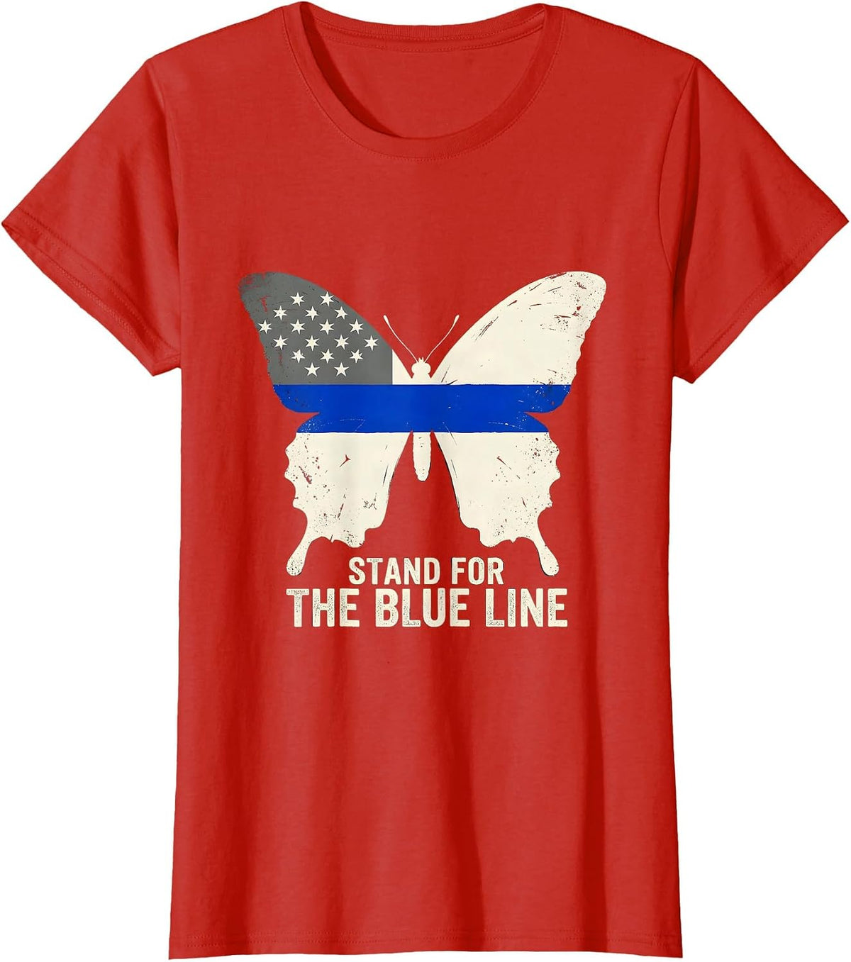 Women's Stand For The Blue Line Thin Blue Line Police Support T-Shirt - Red
