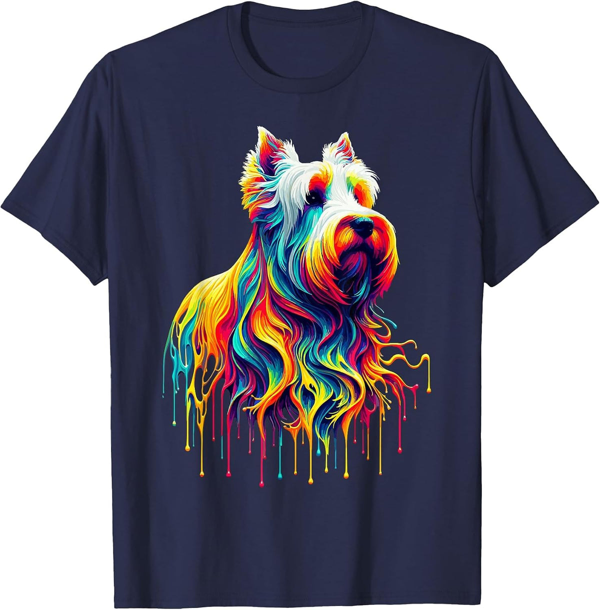 Dripping Paint Art Scottish Terrier Scottie Terriers T-Shirt - Navy Blue