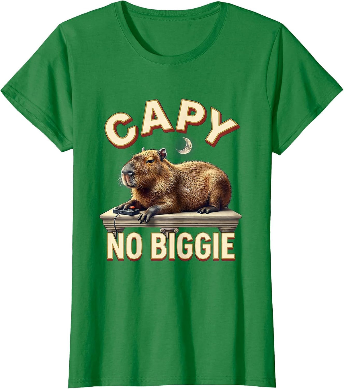 Women's Capy, No Biggie Funny Capybara Gamer Humor Video Games T-Shirt - Kelly Green