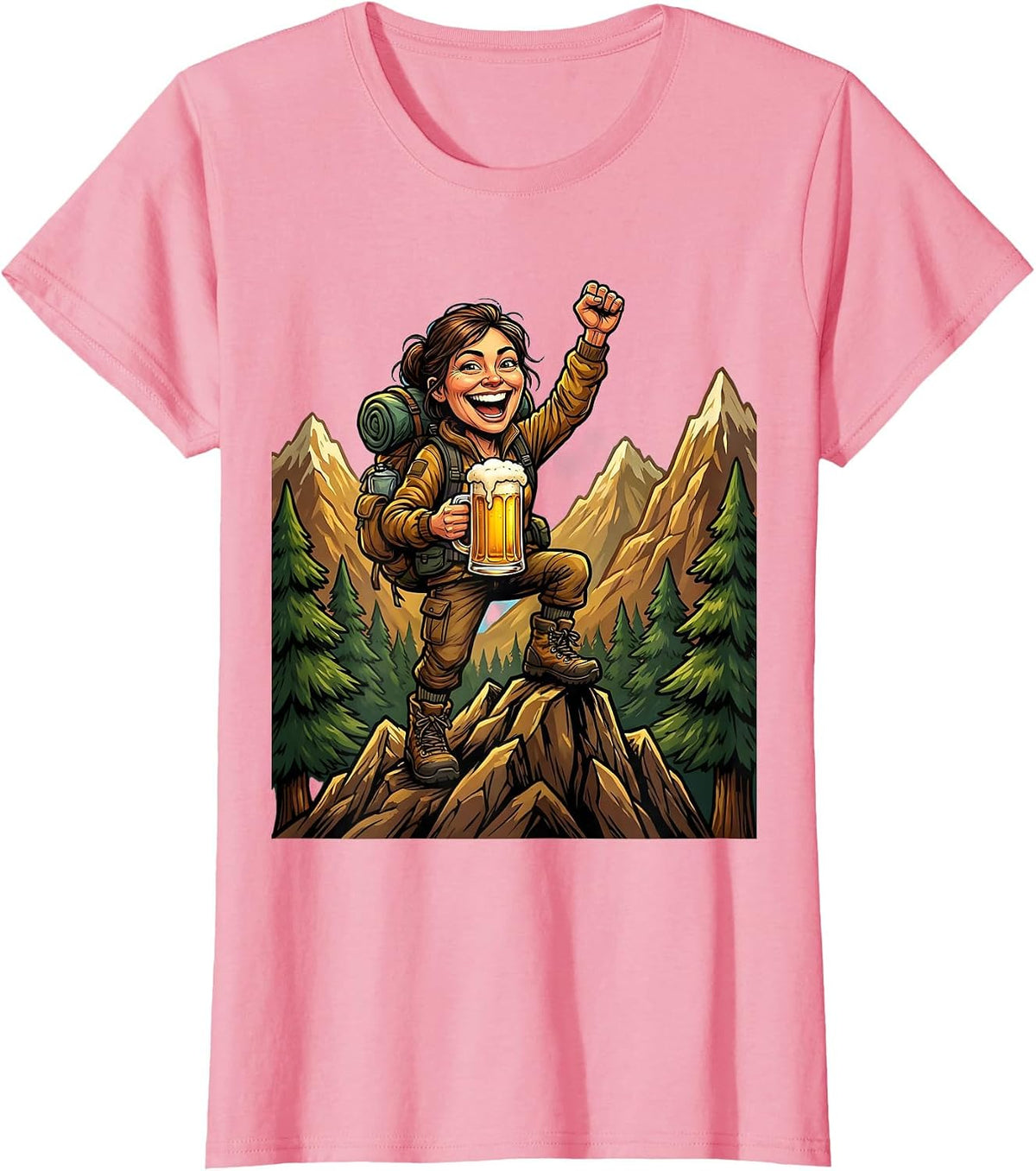 Women's Mountain Hiker Beer Summit Celebration Graphic T-Shirt - Pink
