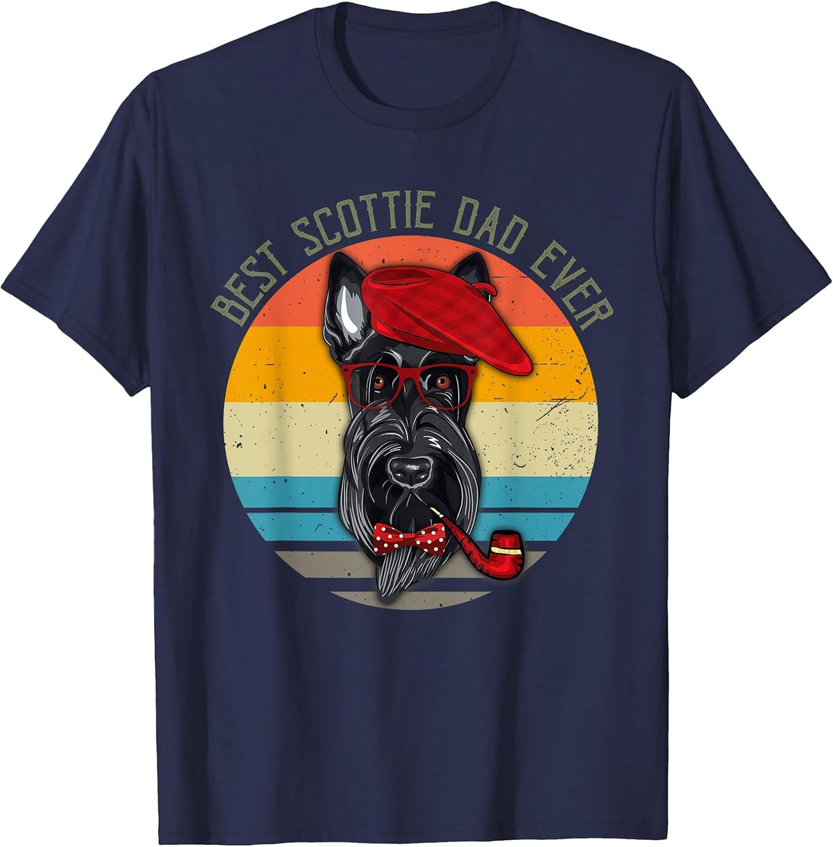 Vintage Retro Funny Best Scottie Dad Ever Dog Lover Mens T-Shirt - Navy Blue