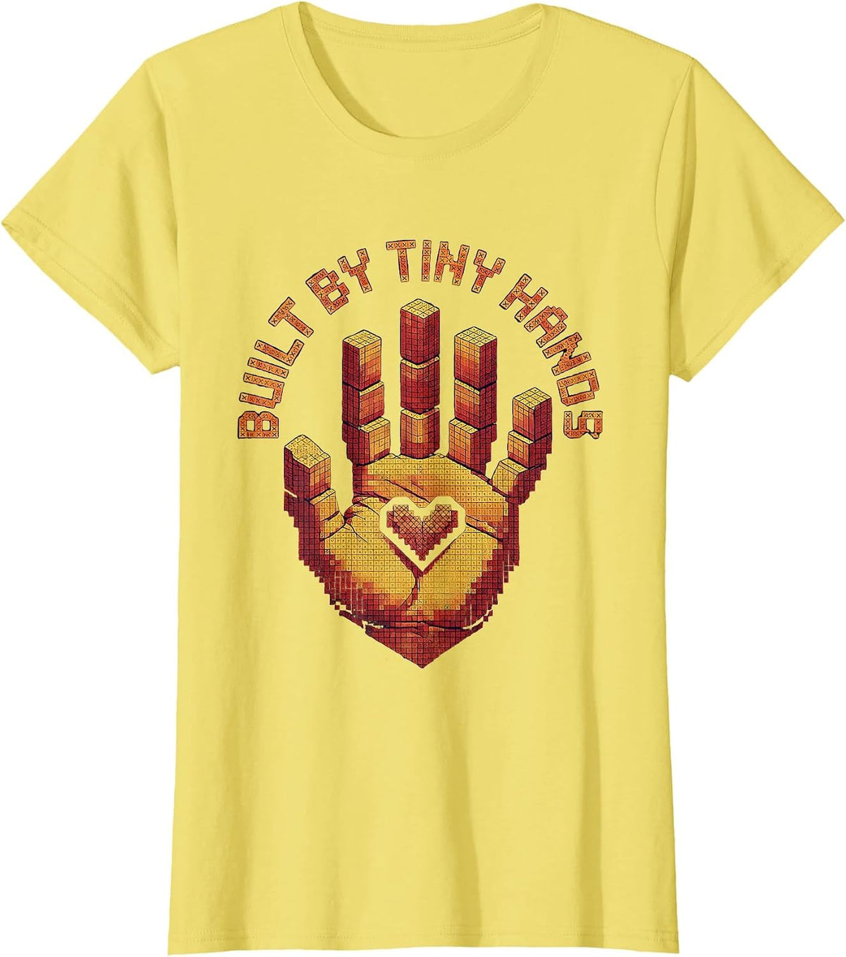 Built by Tiny Hands Preschool Teacher Design T-Shirt - Lemon Yellow