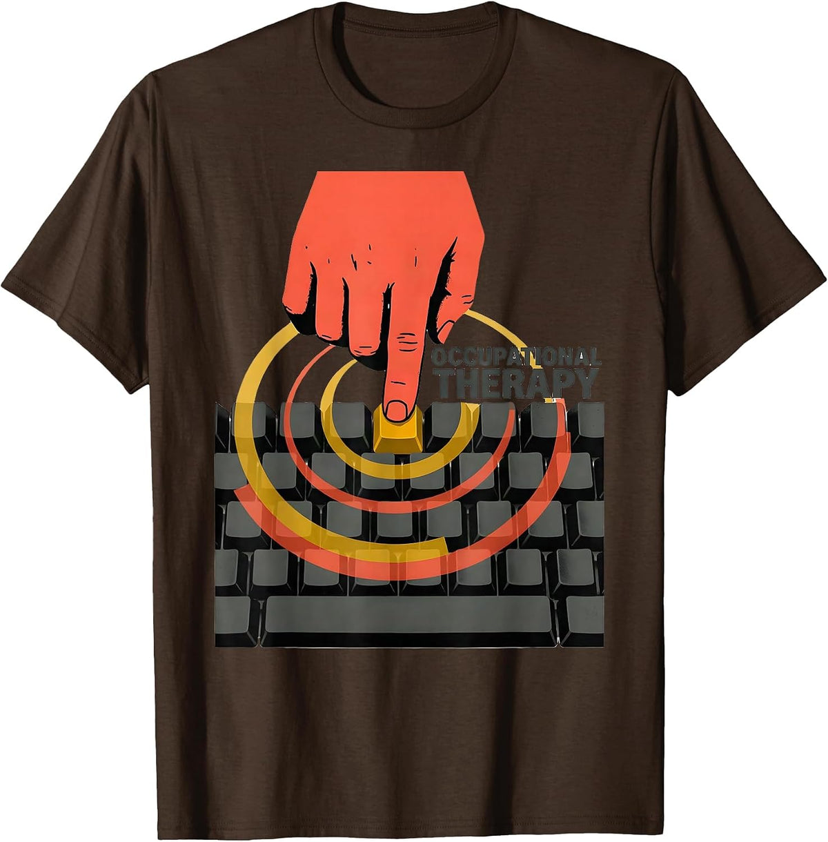 Men's Occupational Therapy Retro Adaptive Keyboard Pediatric OT T-Shirt - Brown