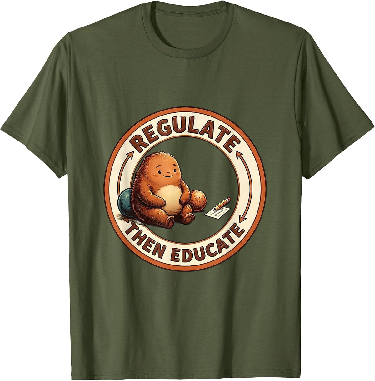 Men's Regulate, Then Educate Occupational Therapy Sensory T-Shirt - Olive Green