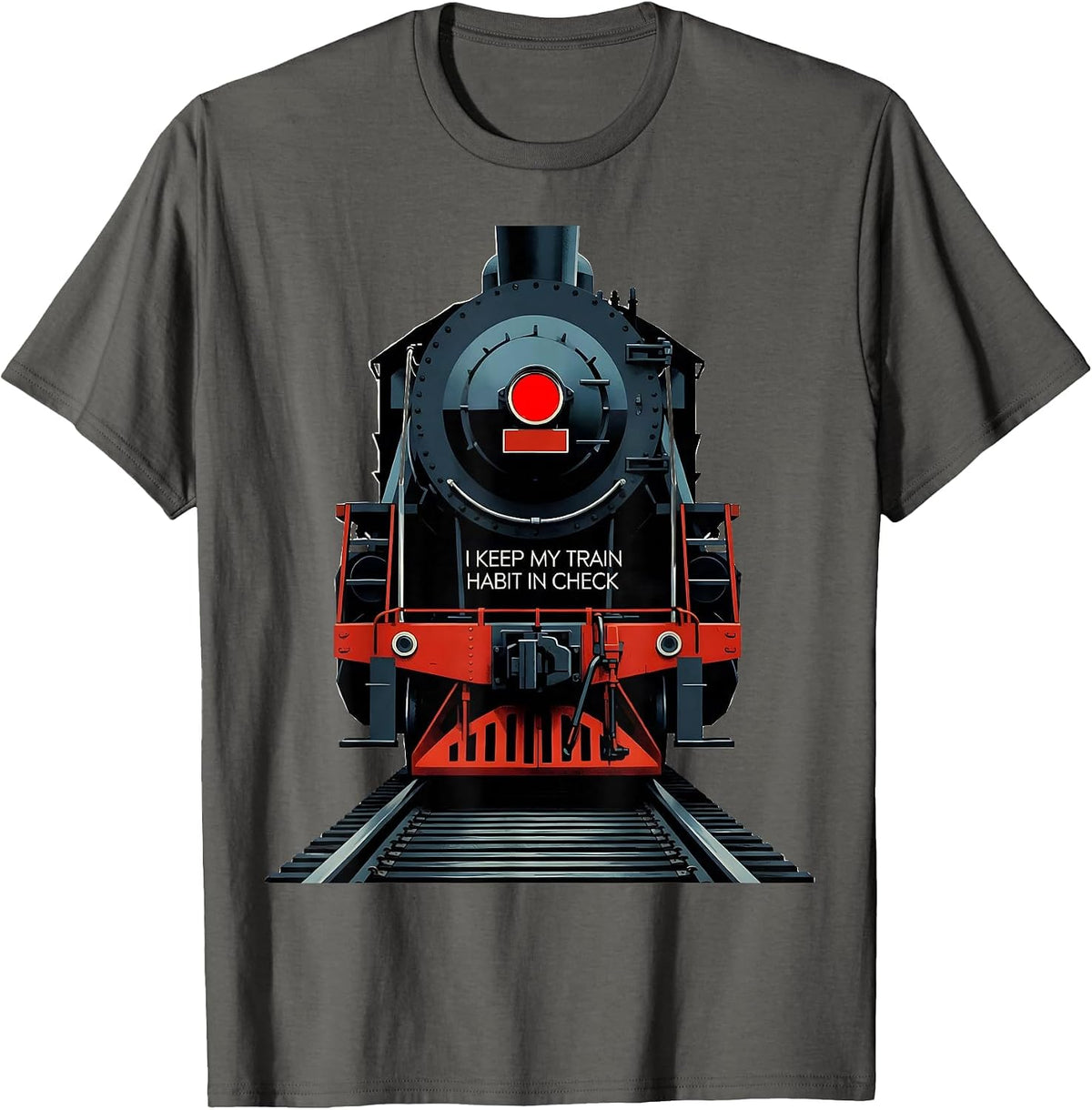 Men's I Keep My Train Habit In Check Funny Train Enthusiast Model T-Shirt - Asphalt Grey