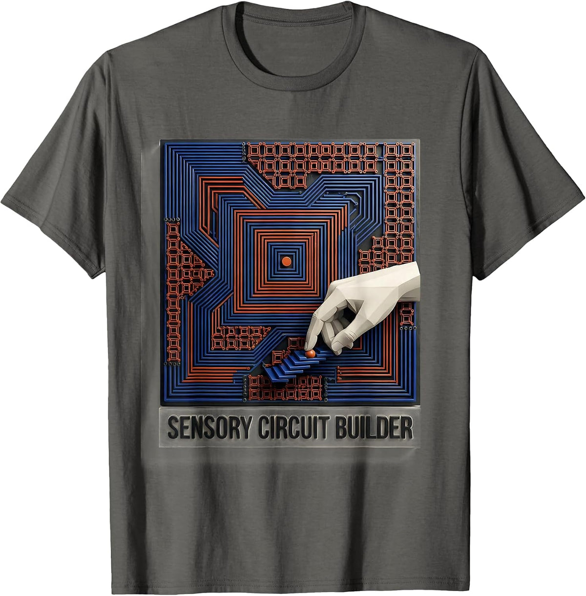 Men's Sensory Circuit Builder Geometric Occupational Therapy OT T-Shirt - Asphalt Grey