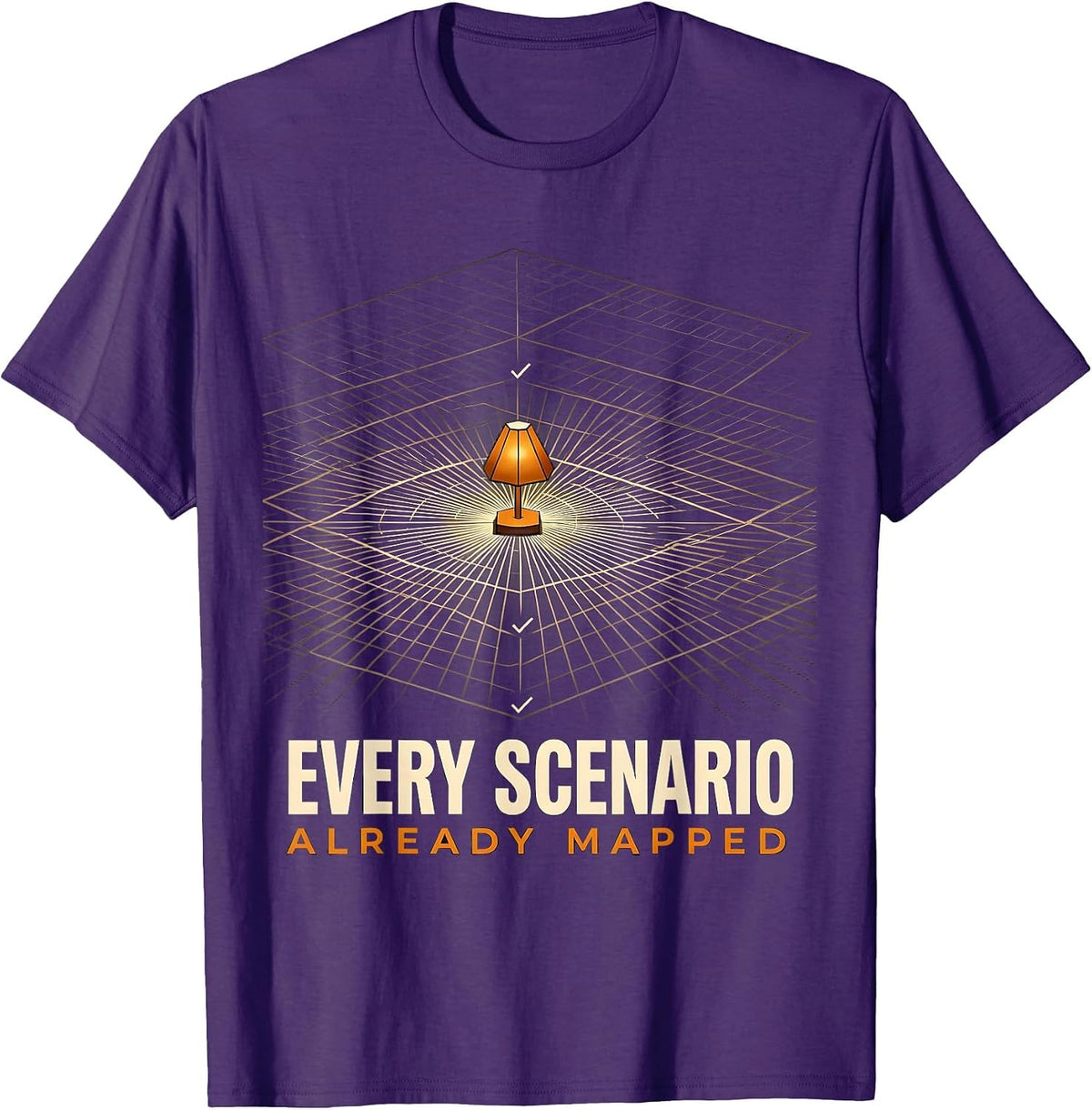 Men's Every Scenario Already Mapped Geometric Owl English Teacher T-Shirt - Purple