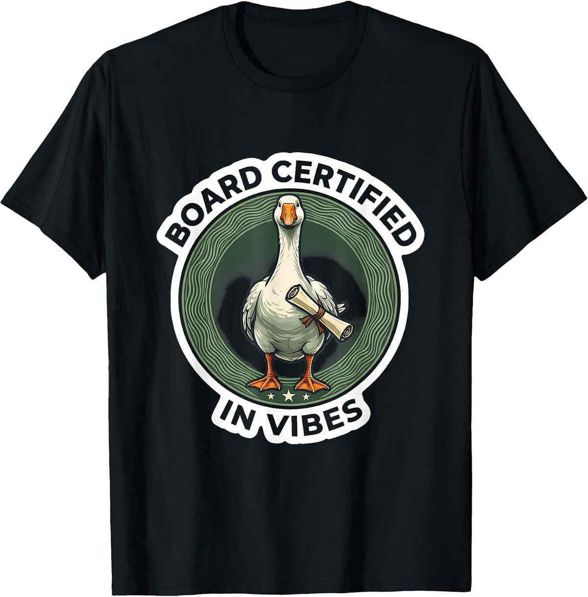 Men's Board Certified in Vibes Funny Mental Health Counselor Goose T-Shirt - Black