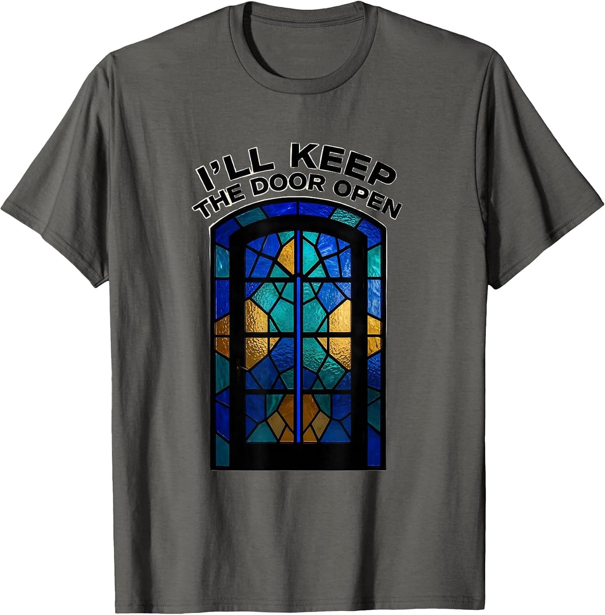I'll Keep the Door Open Thin Blue Line Police Support T-Shirt - Asphalt Grey