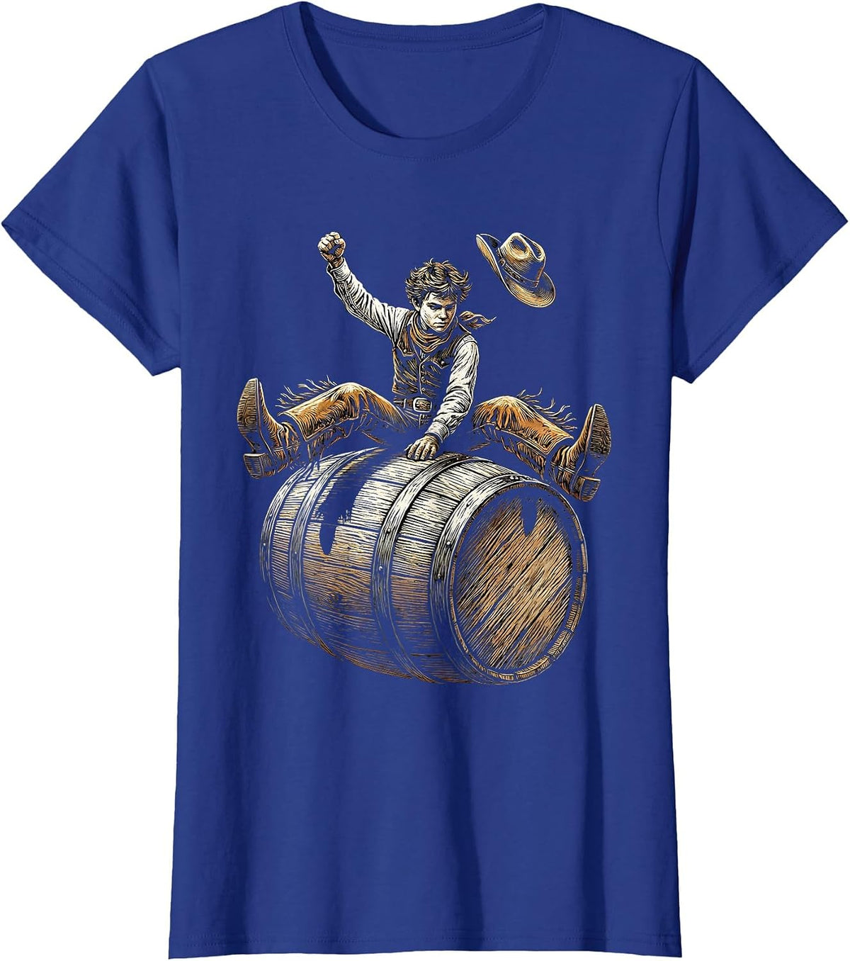 Women's Young Cowboy Barrel Racing Rodeo Graphic T-Shirt - Royal Blue
