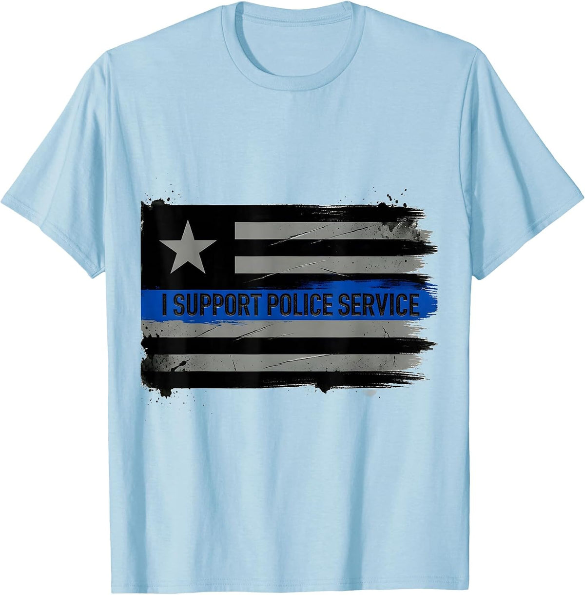 Men's I Support Police Service Thin Blue Line Law Enforcement T-Shirt - Baby Blue