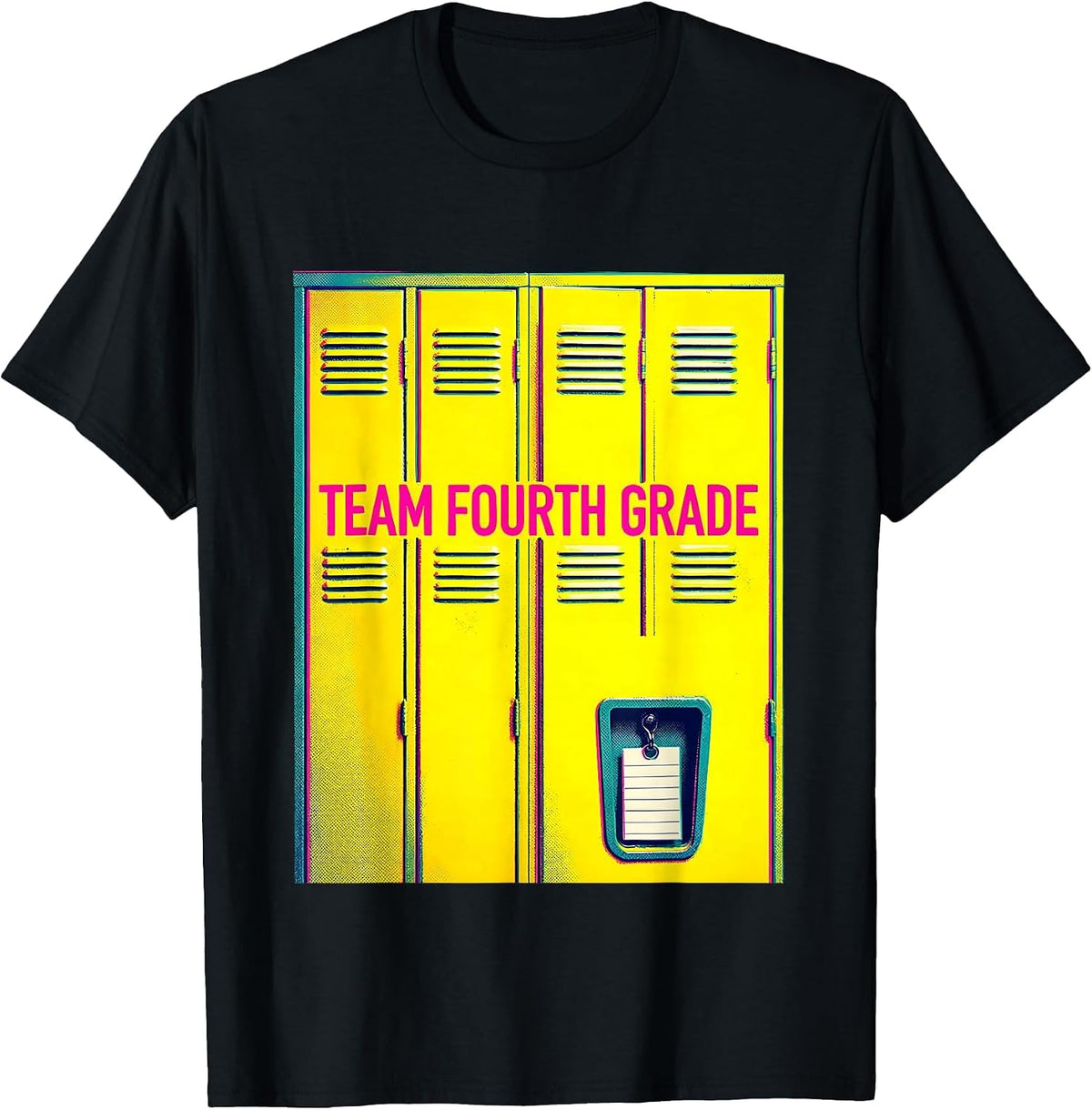 Men's Team Fourth Grade Risograph Back To School Student Teacher T-Shirt - Black