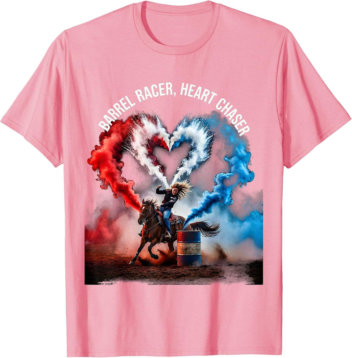 Men's Barrel Racer Heart Chaser Rodeo Design T-Shirt - Pink