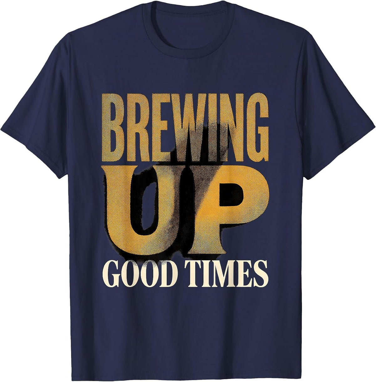 Brewing Up Good Times Beer Lover Design T-Shirt - Navy Blue