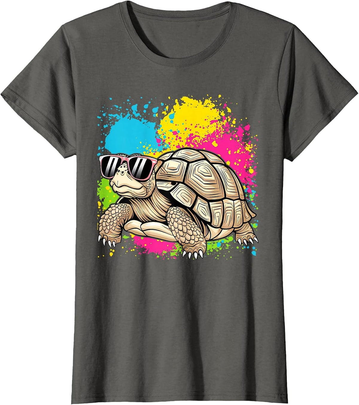 Sulcata Tortoise with Sunglasses T-Shirt - Asphalt Grey
