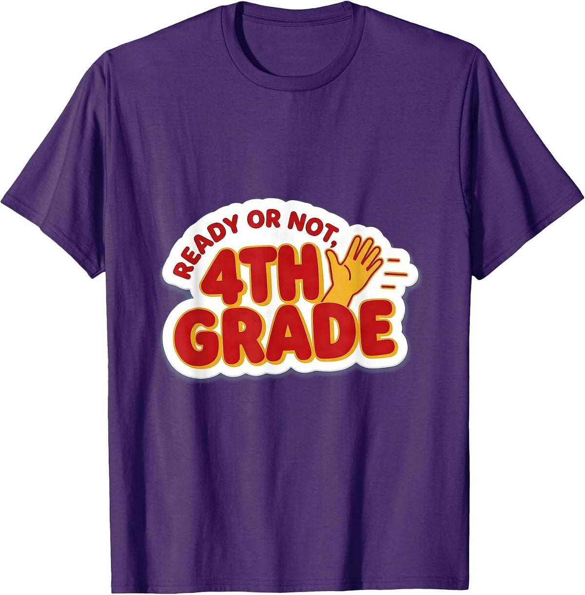 Men's Ready Or Not 4th Grade Playful Teacher Crew Back To School T-Shirt - Purple