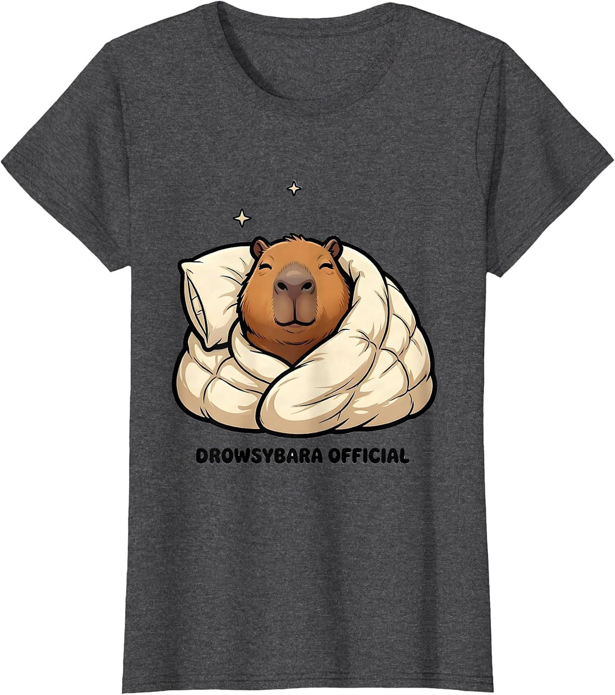 Women's Drowsybara Official Cute Capybara Pajama Sleepwear Kids T-Shirt - Dark Heather Grey
