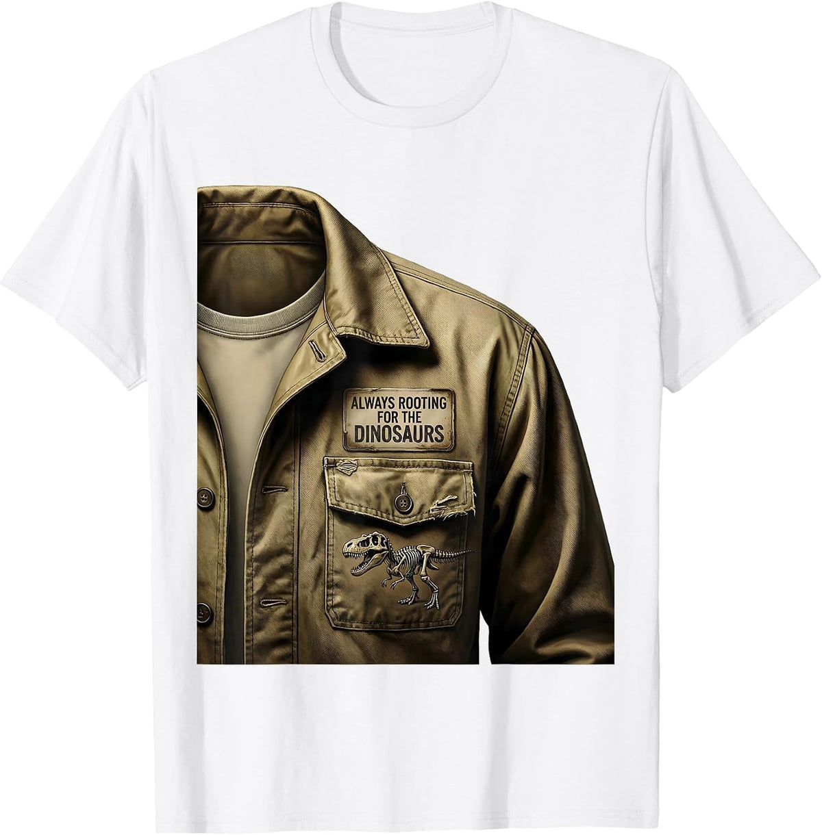 Men's Always Rooting For The Dinosaurs Funny Design T-Shirt - White