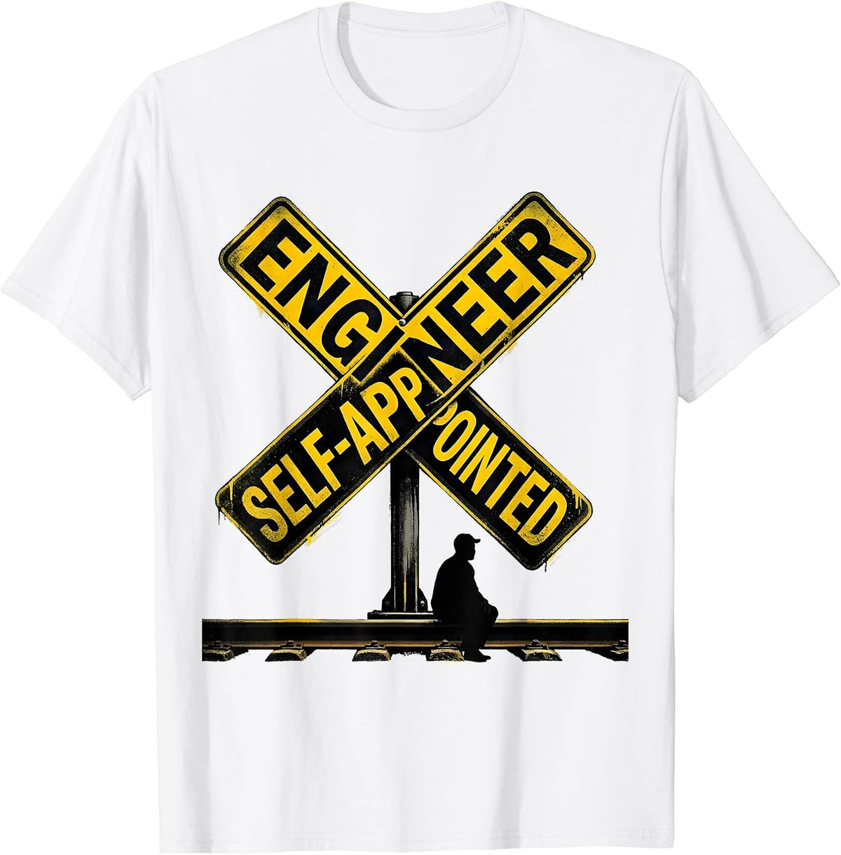Men's Engineer, Self-Appointed Funny Train Enthusiast Locomotive T-Shirt - White