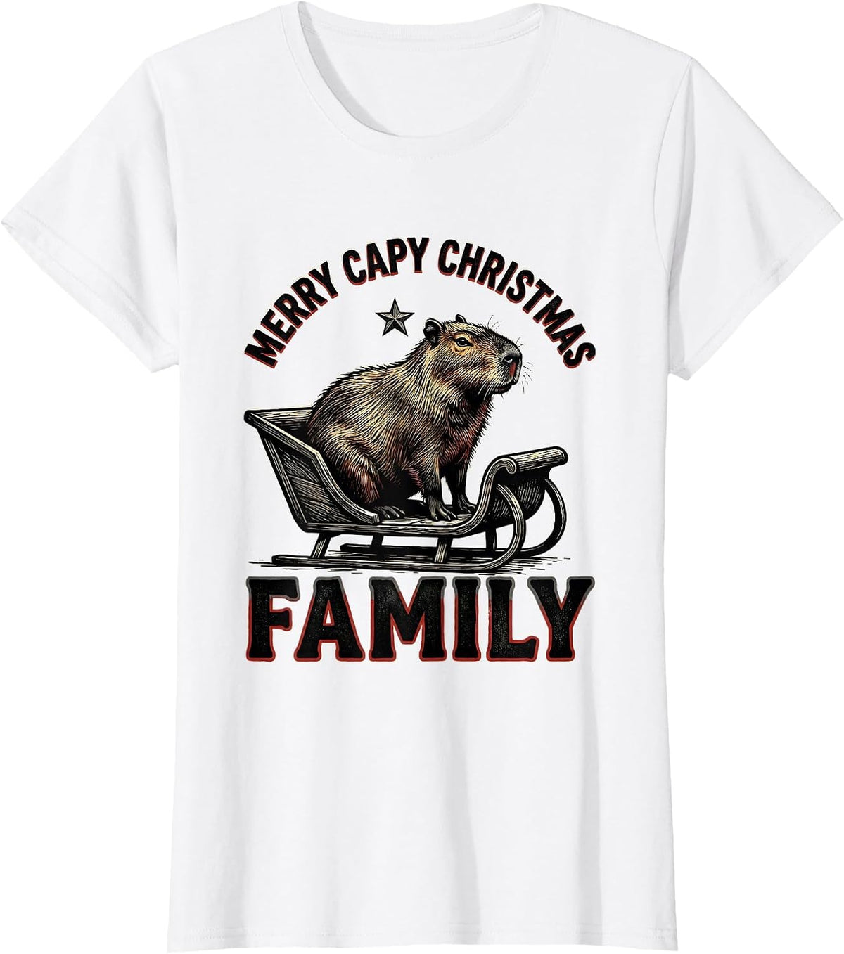 Merry Capy Christmas, Family Funny Capybara Animal Lover T-Shirt - White