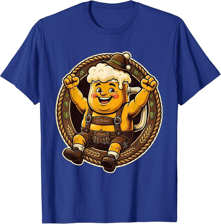 Oktoberfest Bavarian Beer Stein Celebration Design T-Shirt - Royal Blue