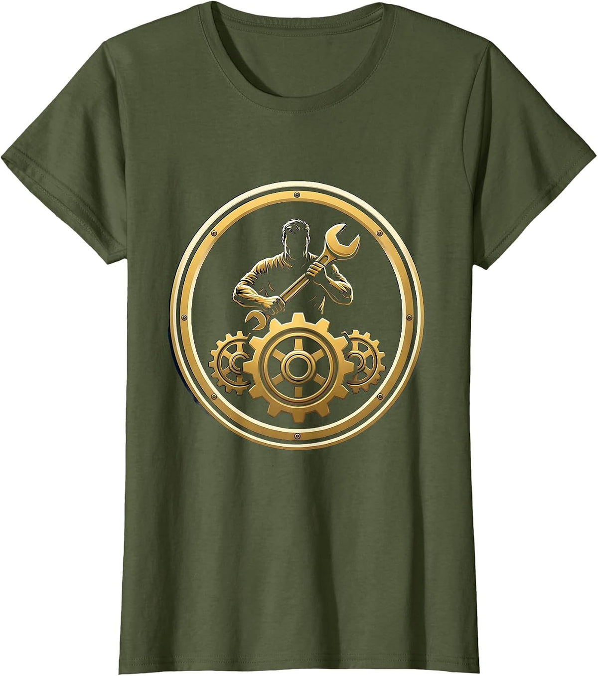 Women's Occupational Therapy Gear Assembly Illustration T-Shirt - Olive Green