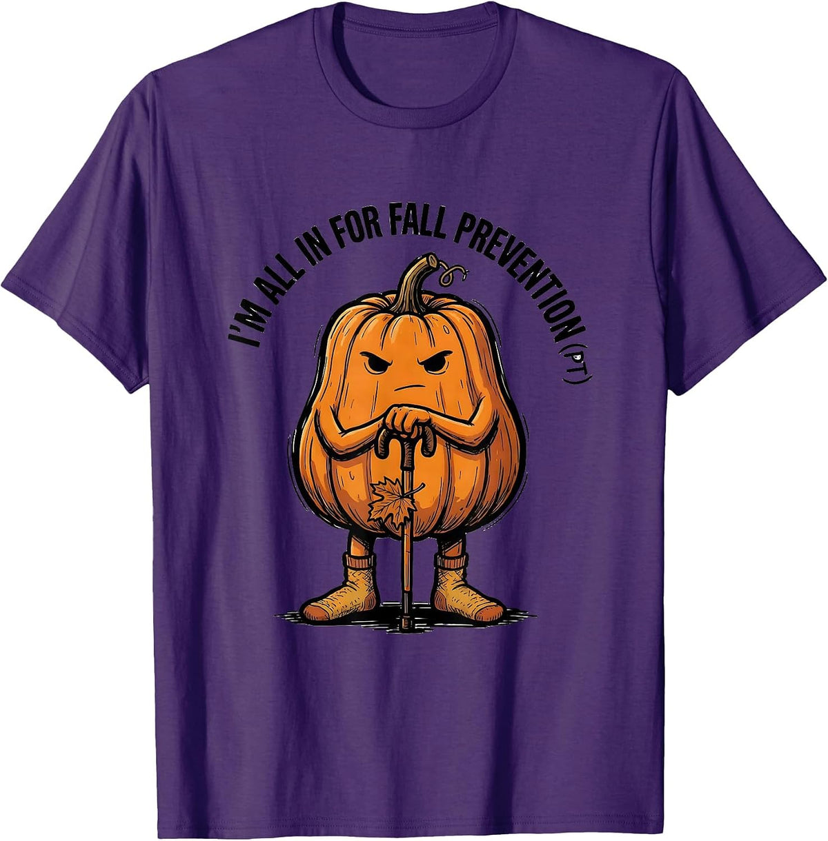 Men's I’m All In for Fall Prevention PT Funny Nurse Physical T-Shirt - Purple