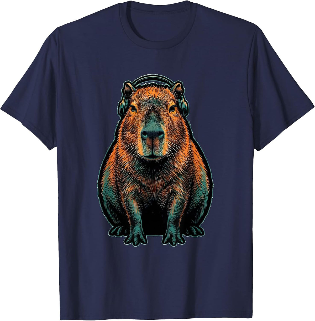 Men's Capybara Meme Cool Animal Humor Funny T-Shirt - Navy Blue