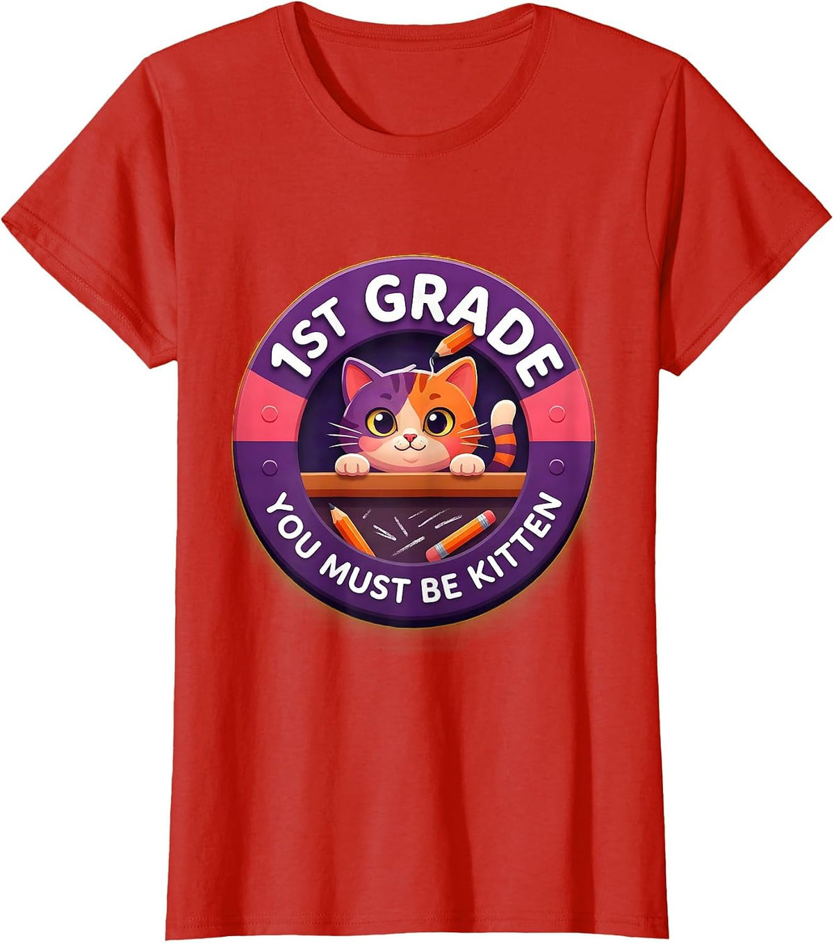 1st Grade You Must Be Kitten Cute Cat Lover Back To School T-Shirt - Red