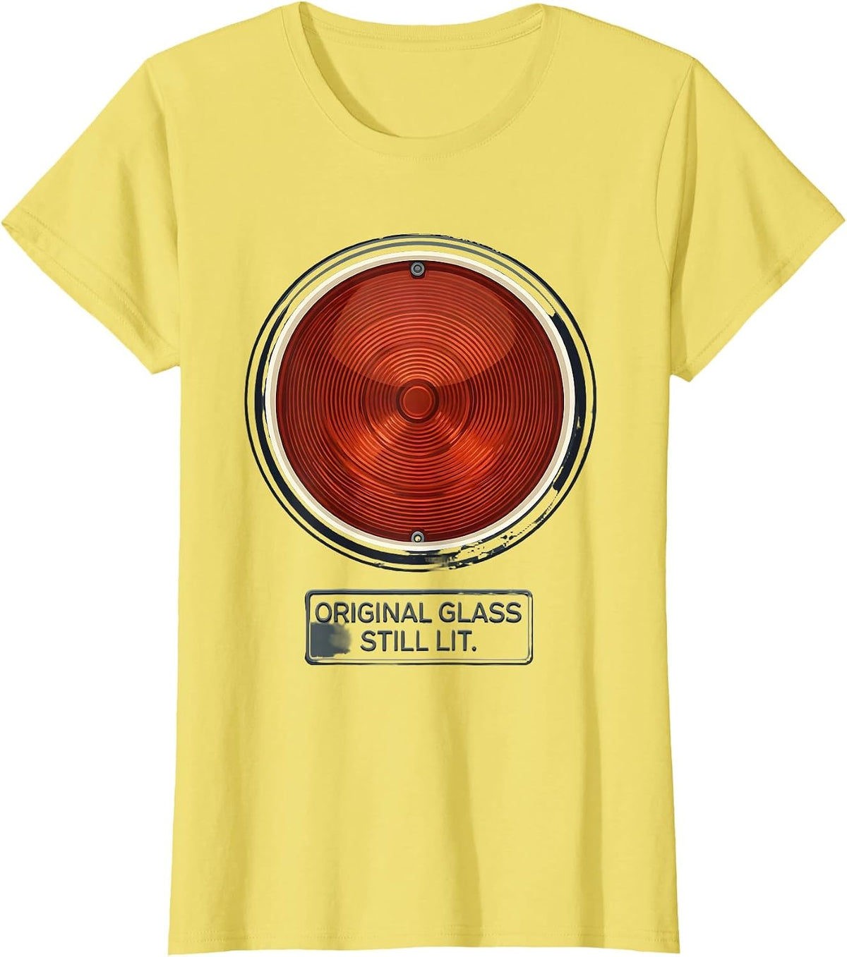 Original Glass Still Lit Funny Classic Car Guy Deadpan Humor T-Shirt - Lemon Yellow