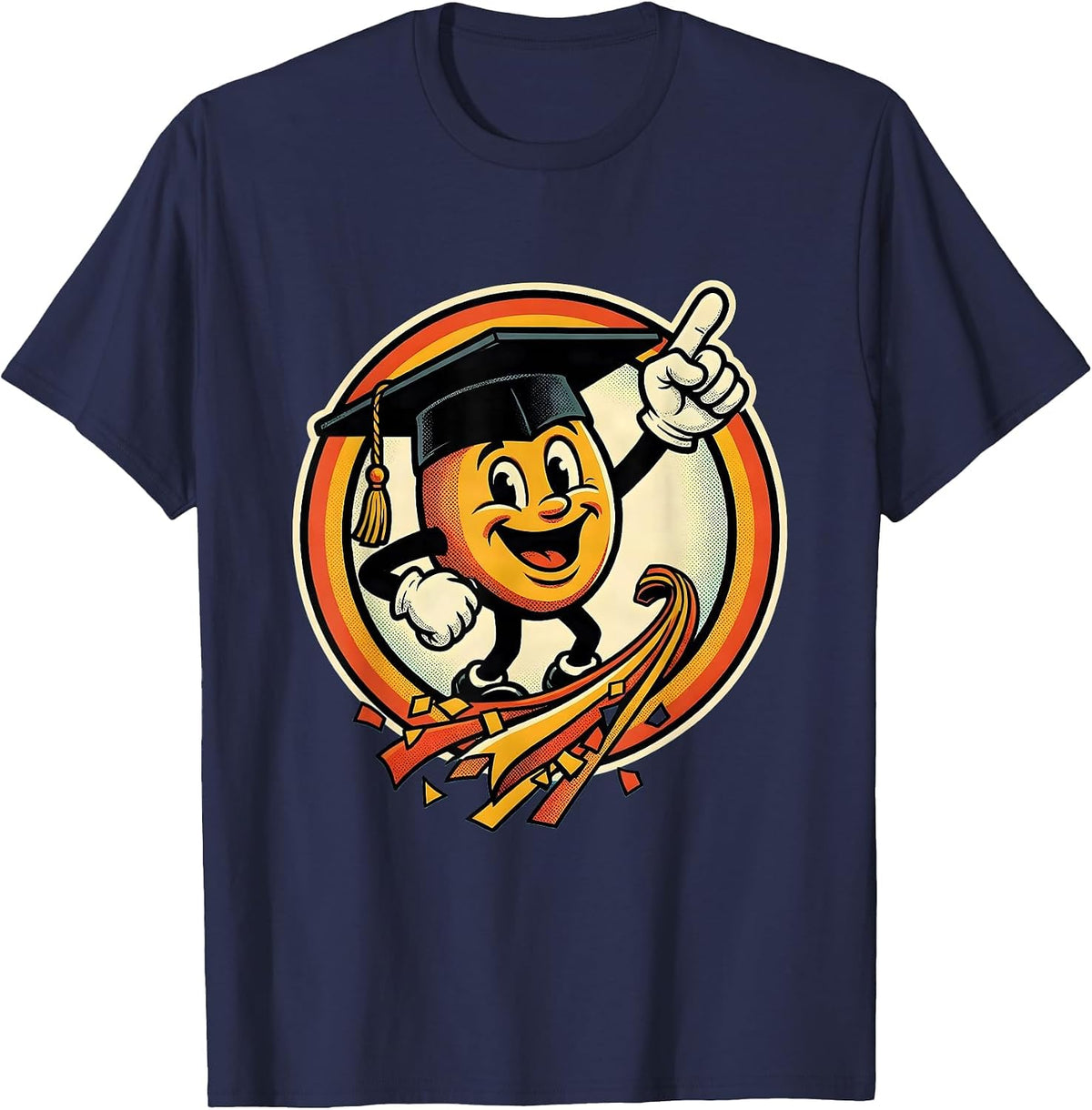 Men's English Teacher Mortar Board Alphabet Letters T-Shirt - Navy Blue