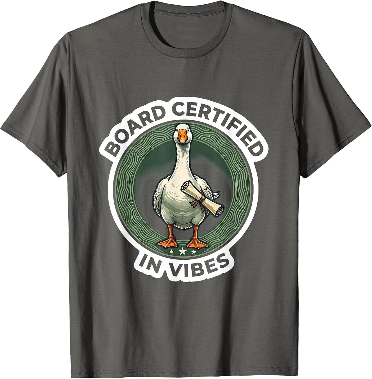 Men's Board Certified in Vibes Funny Mental Health Counselor Goose T-Shirt - Asphalt Grey
