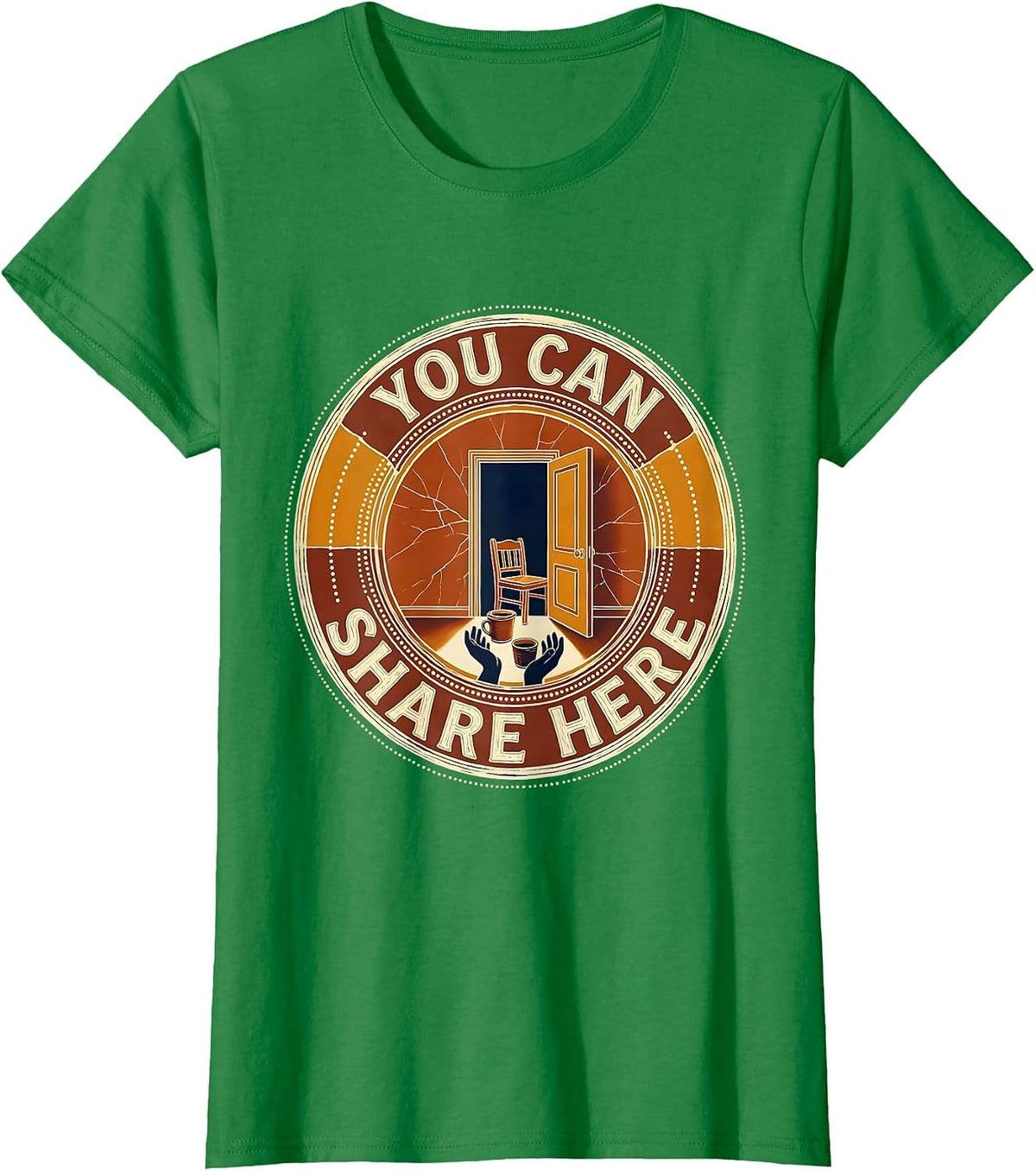 You Can Share Here Batik Wax Resist Mental Health Counselor T-Shirt - Kelly Green