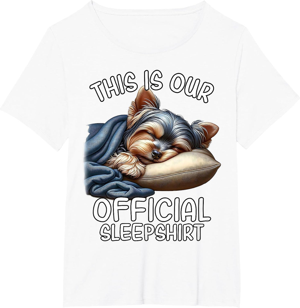 Sleeping Yorkie Lover Yorkshire Terrier Pajama Terrier T-Shirt - White