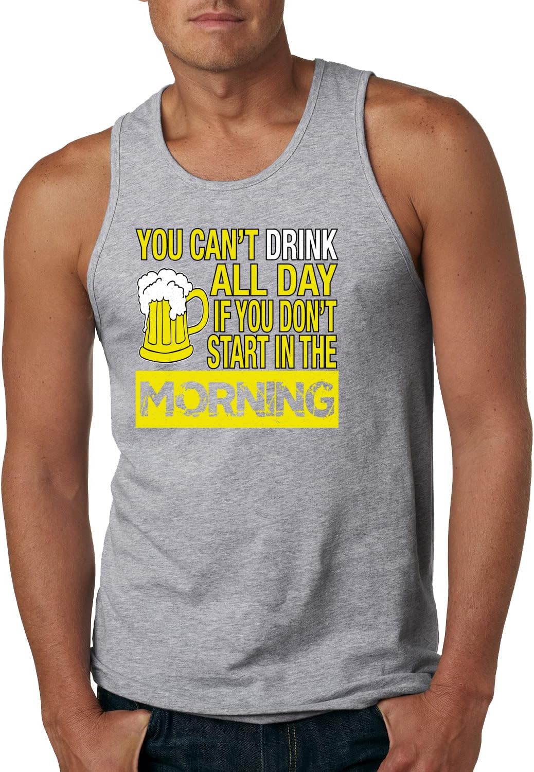 It's Beer O'Clock Watch Face Drinking Drinking Mens Graphic Tank Top - Heather Grey