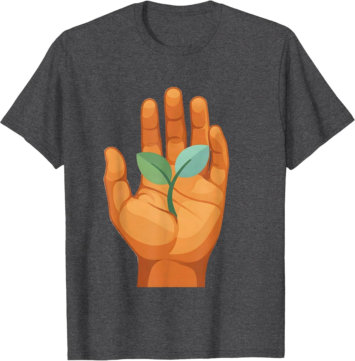 Men's Occupational Therapy Open Hand Sprout Growth Design T-Shirt - Dark Heather Grey