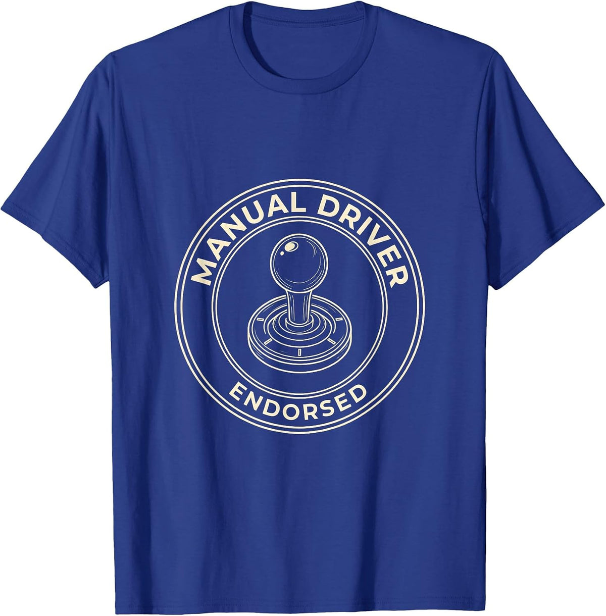 Manual Driver Endorsed Line Art Car Guy Stick Shift Humor T-Shirt - Royal Blue