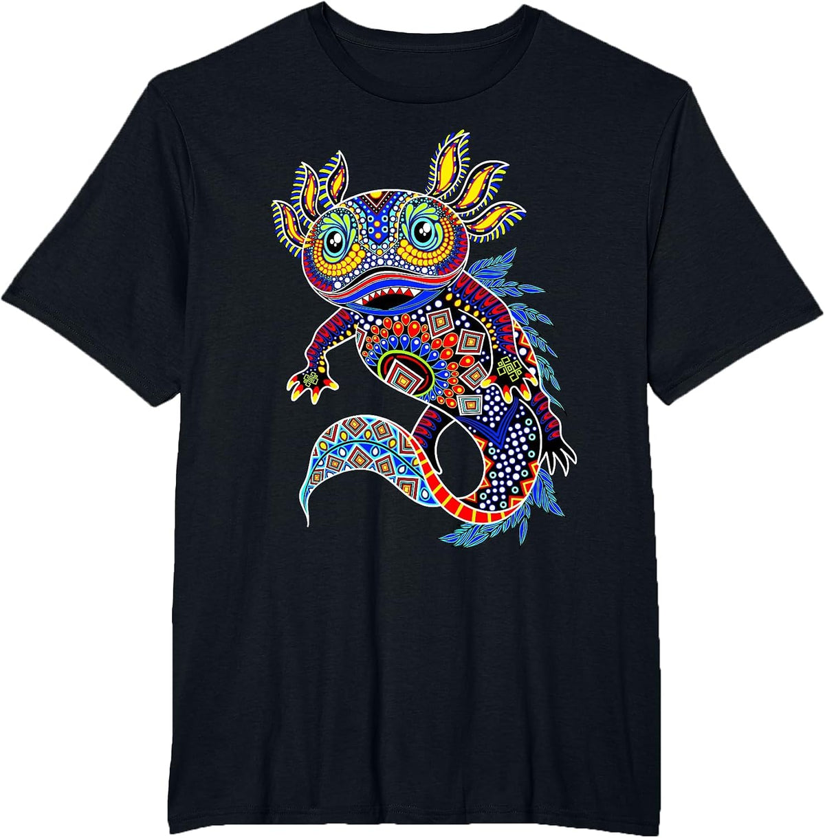 Axolotl Art Aztec Mexican Salamander Mexico Cinco De Mayo T-Shirt - Black