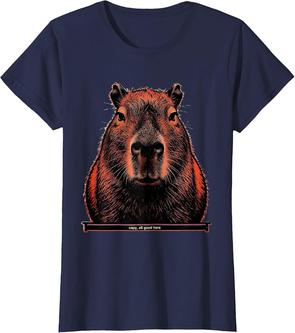 Women's capy all good here Funny Capybara Meme Animal Lover Humor T-Shirt - Navy Blue