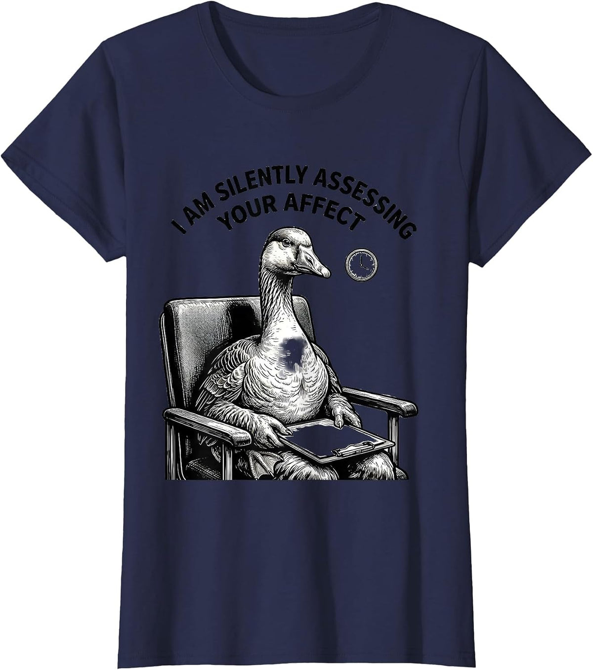 Women's I Am Silently Assessing Your Affect Funny Mental Health T-Shirt - Navy Blue