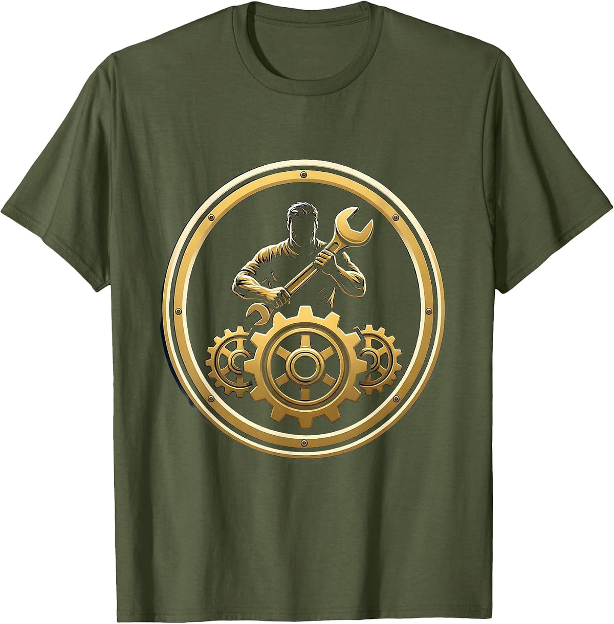 Men's Occupational Therapy Gear Assembly Illustration T-Shirt - Olive Green