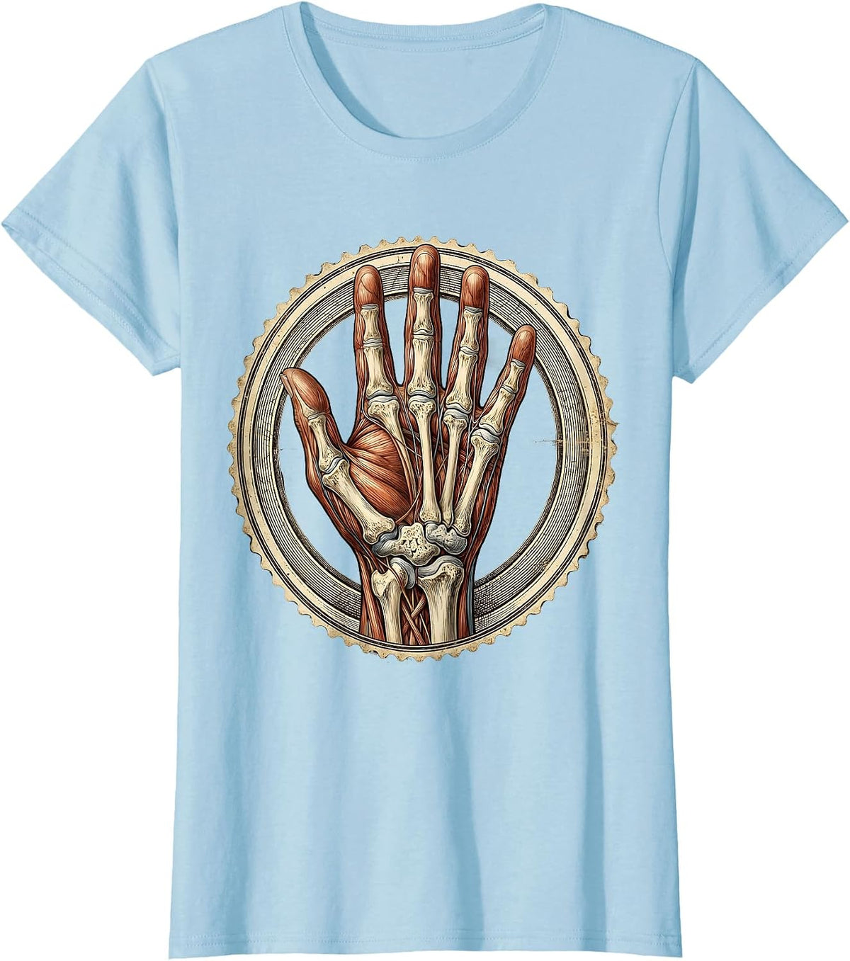 Women's Occupational Therapy Hand Anatomy Illustration T-Shirt - Baby Blue