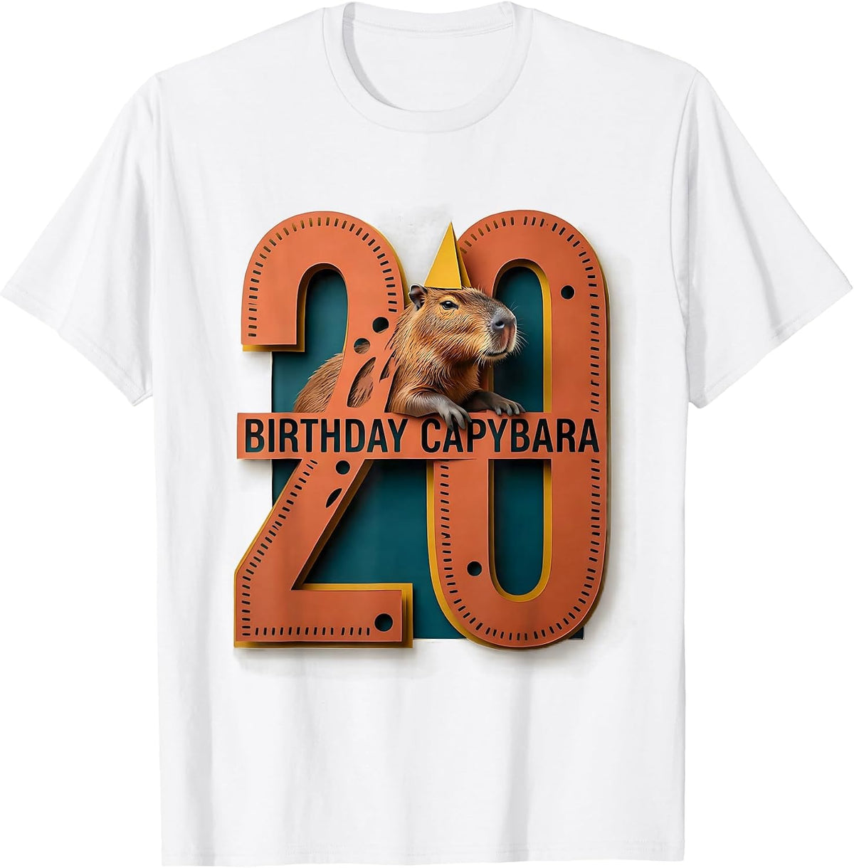 Men's Birthday Capybara Age 20 Funny Animal Meme Birthday Gift T-Shirt - White