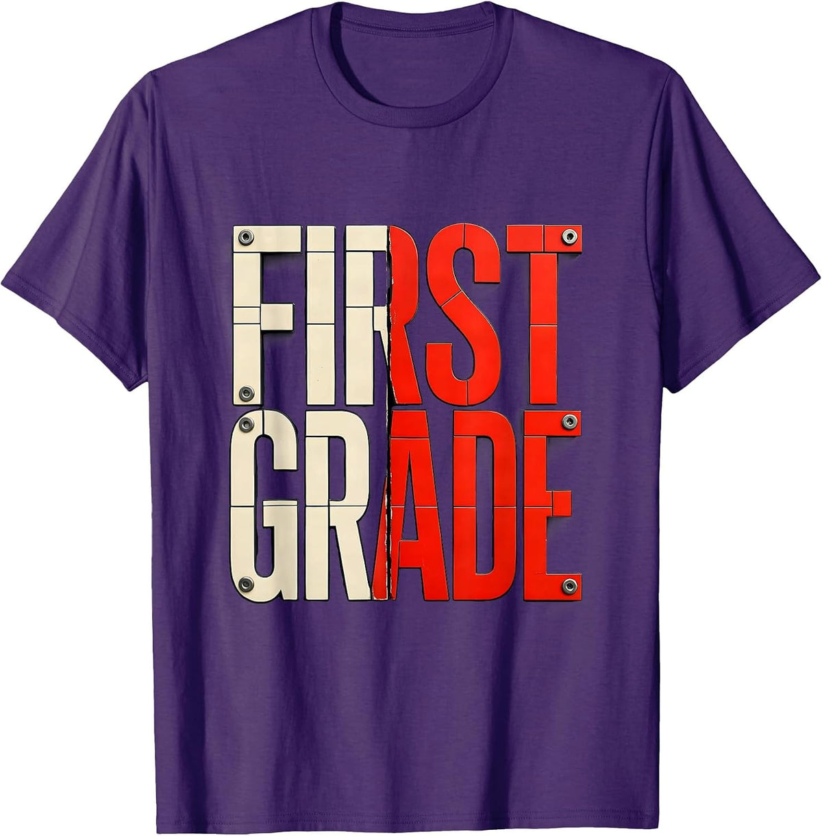 First Grade Camo Back To School Boys Grade Badge T-Shirt - Purple
