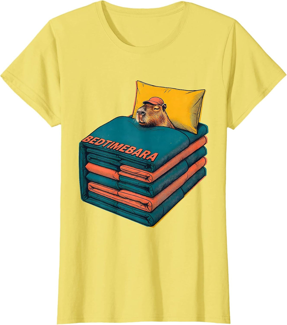 Bedtimebara Cute Capybara Sleep Humor Kids Adults T-Shirt - Lemon Yellow
