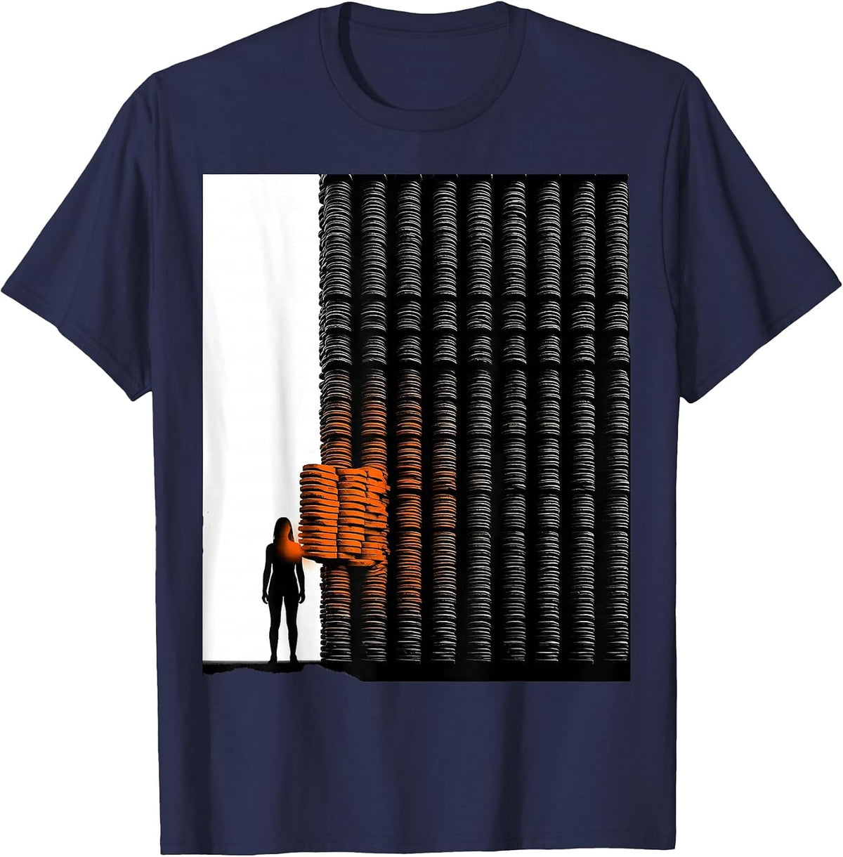Calm Silhouette Brutalist Graphic Paraprofessional Humor T-Shirt - Navy Blue