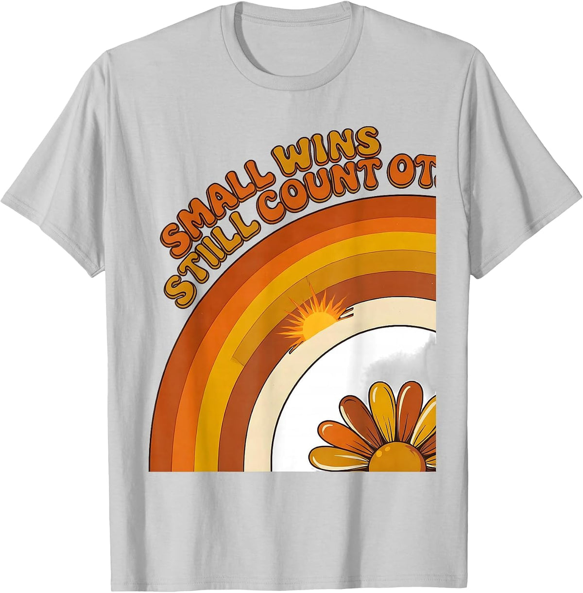 Men's Small Wins Still Count OT Retro Groovy Occupational Therapy T-Shirt - Silver Grey