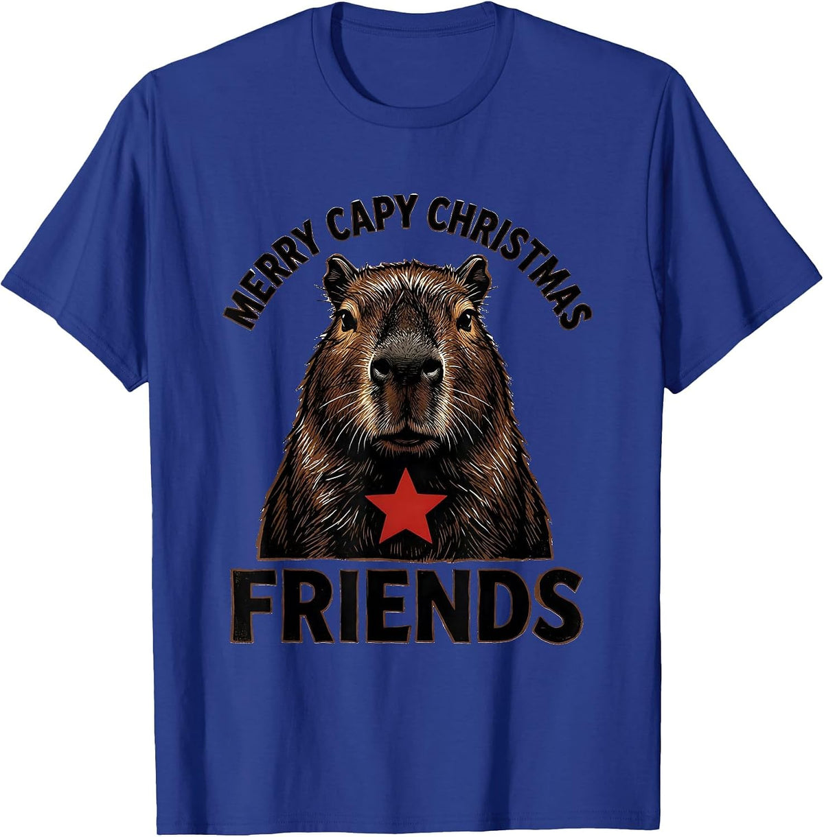 Men's Merry Capy Christmas Friends Funny Capybara Animal Lover T-Shirt - Royal Blue